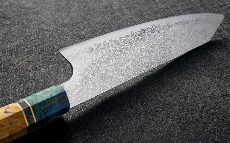 Unique damascus kitchen knife
