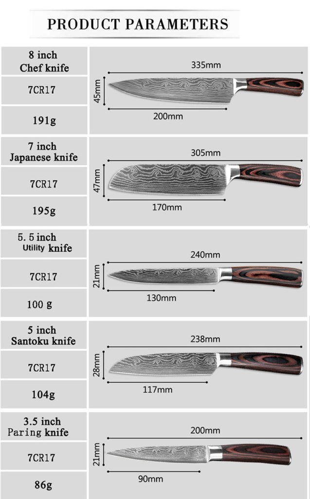 knives sizes